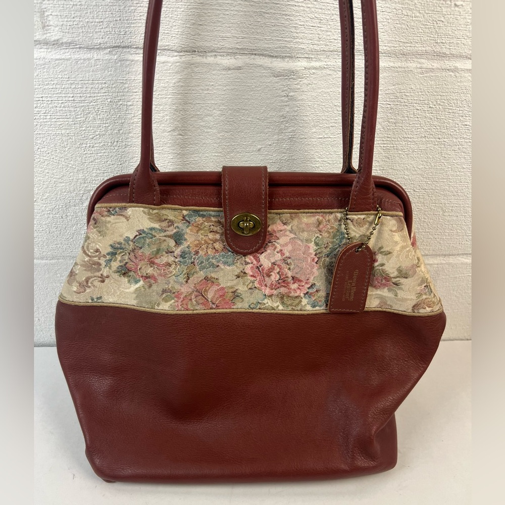 Down Home Leather Tapestry Carpetbag Large Handbag